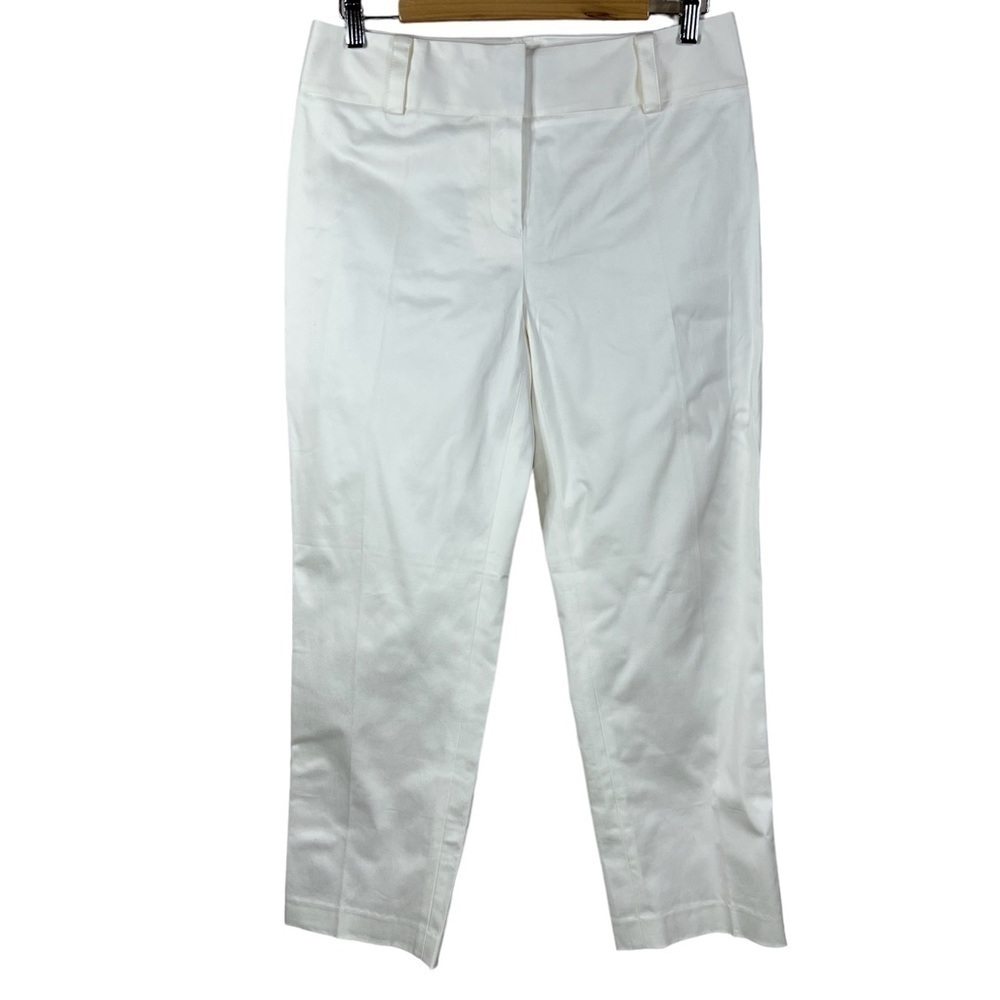 COPY - NEW Anne Klein White Sateen Straight Leg Pants Neutral Coastal Size 4